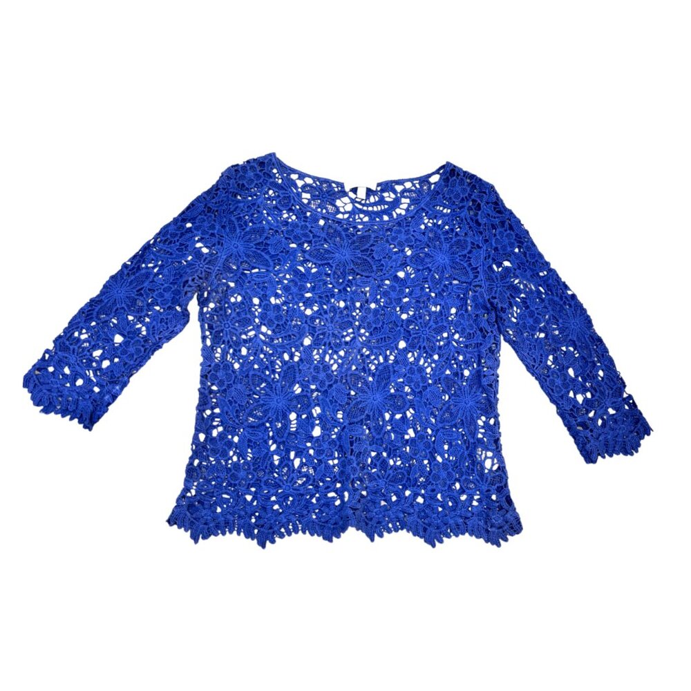 dELiA's Vintage Y2K Crochet Lace Top Royal Blue Size Small